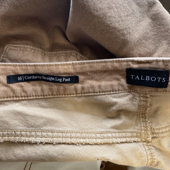 Talbots Womens Straight Leg Corduroy Pants 16 Brown High Waist Stretch Preppy - Picture 7 of 8